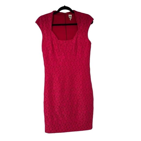 Sangria Pink Floral Lace Cap Sleeve Sheath Dress Sz 10 Women’s‎ - Picture 1 of 9